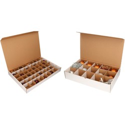 2x Kerstversiering opbergen dozen met deksel voor 10 en 6 cm Kerstballen - Kerstballen opbergboxen