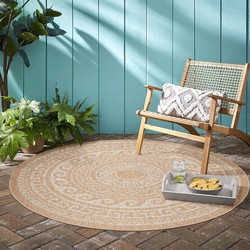 Natur Vloerkleed Garden Rond Buitenkleed Sisal Laagpolig Indoor en Outdoor Beige- 120 CM ROND