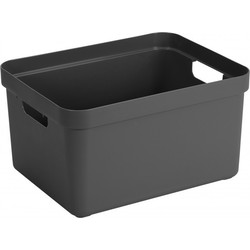 Antraciet grijze opbergboxen/opbergmanden 32 liter kunststof - Opbergbox
