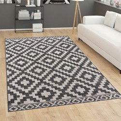Laagpolig Vloerkleed Modilia - Geo Scandi - Antraciet - 80x150 cm