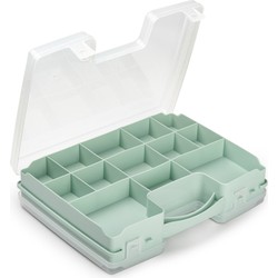 Plasticforte Opbergkoffertje/opberg/sorteerbox - 21-vaks - kunststof - mintgroen - 28 x 21 x 6 cm - Opbergbox