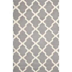 Safavieh Trellis Indoor Hand Tufted Area Rug, Cambridge Collection, CAM121, in Silver & Ivory, 152 X 244 cm