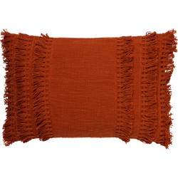 Dutch Decor FARA - Sierkussen 40x60 cm - 100% katoen - met franjes - Potters Clay - oranje - Dutch Decor