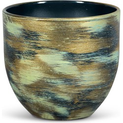 Bloempot voor Binnen - Aardewerk - Metallic Goud/Lichtgroen - Ø14 cm