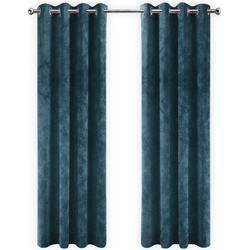 LW Collection LW Collection Gordijnen Donkerblauw Velvet Kant en klaar 245x290CM