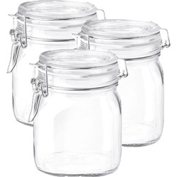 Set van 6x stuks glazen weckpotten/inmaakpotten met beugelsluiting 750 ml - Weckpotten