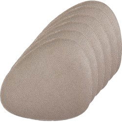 Zeller onderzetters glazen - lederlook - 12x - metallic taupe - 12 cm - Glazenonderzetters