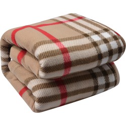 Clayre & Eef Plaid 180x200 cm Beige Polyester Ruiten Deken