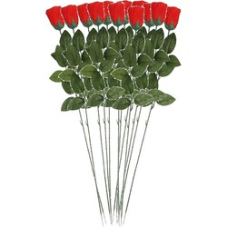 12x Nep planten rode Rosa roos kunstbloemen 60 cm decoratie - Kunstbloemen