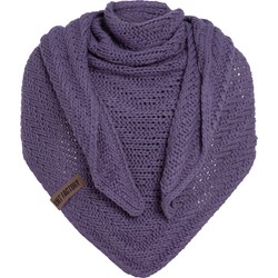 Knit Factory Sally Gebreide Omslagdoek - Driehoek Sjaal Dames - Violet - 220x85 cm - Grof gebreid