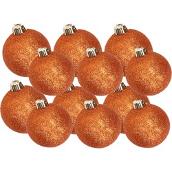 Kerstversiering set glitter kerstballen oranje 6 - 8 cm - pakket van 30x stuks - Kerstbal