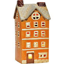 Lichthuis van aardewerk, oranje (B/H/D) 11x22x9cm