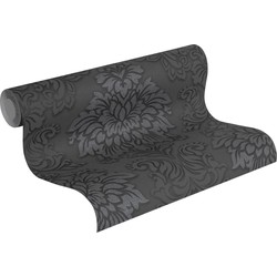 Livingwalls behang barokprint zwart, zilver en grijs - 53 cm x 10,05 m - AS-368984