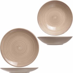 Bordenset 6x stuks diep bord en 6x stuks dinerbord Turbolino beige/bruin - Diepe borden