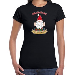 Bellatio Decorations fout kersttrui t-shirt dames - Kado Gnoom - zwart - Kerst kabouter S - kerst t-shirts