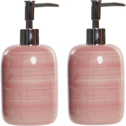 2x stuks zeeppompjes/zeepdispensers roze polystone 300 ml - Zeeppompjes