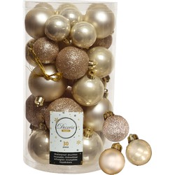 Decoris kerstballen 44x stuks champagne 3-4-5-6 cm kunststof - Kerstbal