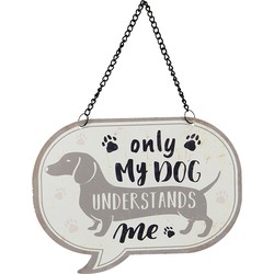 Clayre & Eef Tekstbord  17x13 cm Wit Ijzer Rechthoek Hond My Dog Wandbord