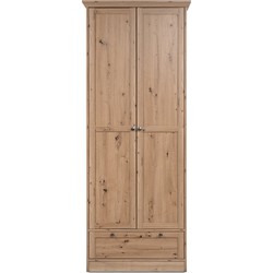Armoire d'entrée 2 portes à cadre, 5 étagères et 1 tiroir L80 cm - TIMBER