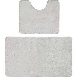 Tapijtenloods Samba Soft Fluffy Badmat Laagpolig Badkamer Set 2-Delig Zilver Grijs- 50x60 CM & 60x100 CM