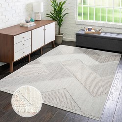 Tapijtenloods Vloerkleed Lindo Modern Woonkamer Creme Terra Laagpolig- 80x150 CM