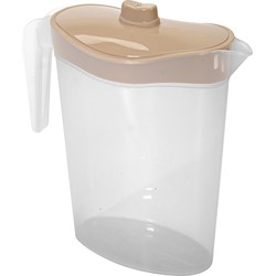 Hega Hogar Waterkan/sapkan met beige deksel - 2,5 liter - kunststof - 11 x 26 cm - Schenkkannen