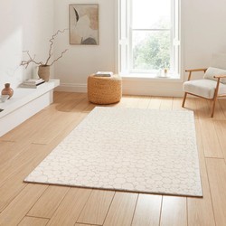 Laagpolig Vloerkleed Theora - Japandi bubbelpatroon - creme - 200 X 280 CM