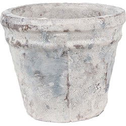 Clayre & Eef Bloempot Wit Blauw Terracotta