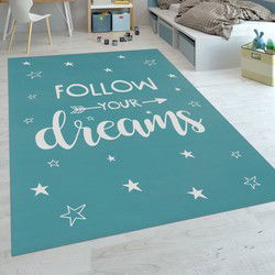 Kindervloerkleed - Aleris - Follow Your Dreams - Turquoise - 80x150 cm