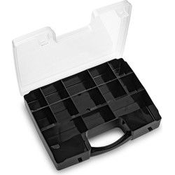 PlasticForte Opbergkoffer - 13-vaks - kunststof - zwart - 27x20cm - Opbergbox