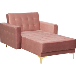 Beliani ABERDEEN - Chaise longue-Roze-Fluweel