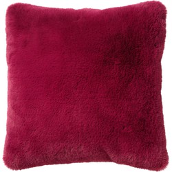 Dutch Decor ZAYA - Sierkussen 45x45 cm - bontlook - effen kleur - Red Plum - roze - Dutch Decor