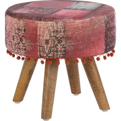 WOMO-DESIGN Zitkruk rood, 38x36 cm, gemaakt van stoffen bekleding met houten poten