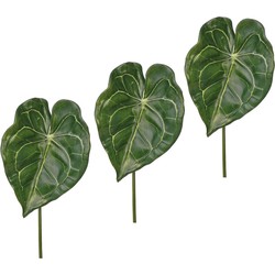 4x stuks groene kunstplanten Anthurium takken 67 cm - Kunstbloemen