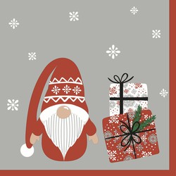 Duni kerst thema servetten - 20x st - 33 x 33 cm - gnoom/kerstman - Feestservetten