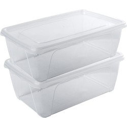 8x Voedsel plastic bewaarbakje hoog/diep 1 liter transparant 18 x 12 x 7 cm - Vershoudbakjes