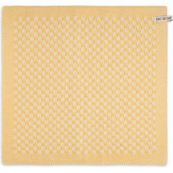 Knit Factory Keukendoek Cubes - Ecru/Gold - 50x50 cm
