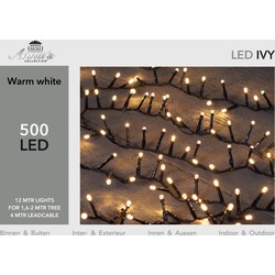 2 stuks - Led ivy 500l/12m warmwit 4m aanloopsnoer zwart/ip44 Anna's collection