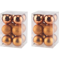 24x stuks kunststof kerstballen oranje 6 cm mat/glans/glitter - Kerstbal