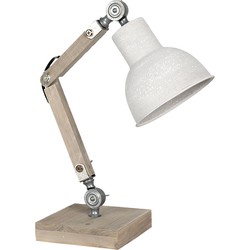 Clayre & Eef Bureaulamp  15x15x47 cm  Beige Hout Ijzer Vierkant Tafellamp