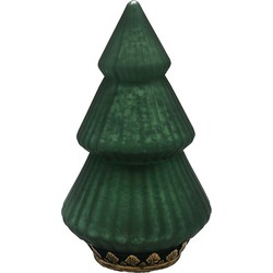 Clayre & Eef Kerstdecoratie met LED-verlichting Kerstboom Ø 13x23 cm Groen Glas