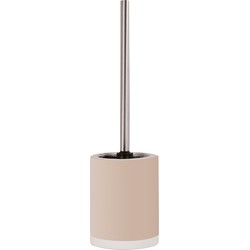 MSV Shine Toilet/wc-borstel houder - keramiek/metaal - beige - 38 cm - Toiletborstels