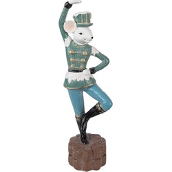 Clayre & Eef Beeld Muis 26 cm Blauw Polyresin Decoratie Beeld