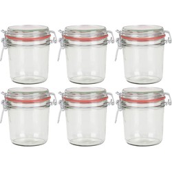 6x Glazen confituren pot/weckpot 400 ml met beugelsluiting en rubberen ring - Weckpotten