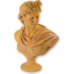 A RUSTY CAST IRON BUSTE OF CEASAR