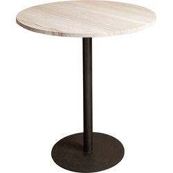 PTMD Plaza Bistrotable Round White Marble Taupe Base