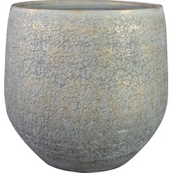Plantenpot/bloempot keramiek metallic zilvergrijs/gold finish - D36/H33 cm - Plantenpotten