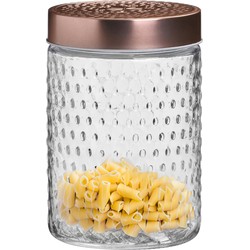 Urban Living Voorraadpot/bewaarpot Blair - 1L - glas - koperen deksel - D12 x H17 cm - Voorraadpot