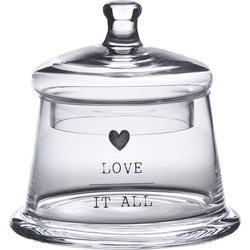 Clayre & Eef Voorraadpot Deksel  Ø 12x13 cm Glas Rond Hart Love it all Voorraadbus