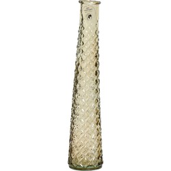 Vaas/bloemenvaas van gerecycled glas - D7 x H32 cm - transparant beige - Vazen